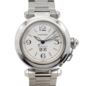 カルティエ CARTIER パシャC ビッグデイト 腕時計 時計 ステンレススチール メンズ レディース ホワイト系 W31044M7 【中古】