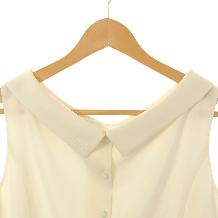 2美品 FOXEY フォクシー ノースリーブ ブラウス ジャスミンホワイト  