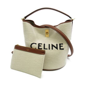 セリーヌ CELINE バケット16 2wayショルダーバッグ バッグ コットン カーフ（牛革） レディース ホワイト系 / ブラウン系 195572ERH 【中古】