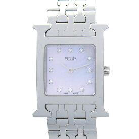 エルメス HERMES Hウォッチ 12Pダイヤ 腕時計 時計 ステンレススチール レディース ピンク系 ピンクシェル HH1.210 【中古】
