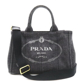 プラダ PRADA 2wayカナパトート トートバッグ バッグ デニム レディース ブラック系 NERO 1BG439 【中古】