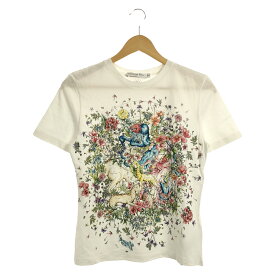 ディオール Dior Tシャツ 花の絵 2022年 半袖Tシャツ 衣料品 トップス コットン レディース ホワイト系 243T12A4456 【中古】