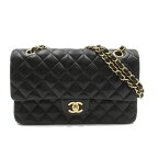 シャネル CHANEL マトラッセ ダブルフラップチェーンショルダー ショルダーバッグ バッグ ラムスキン（羊革） レディース ブラック系 【中古】