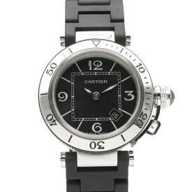 カルティエ CARTIER パシャ シータイマー 腕時計 時計 ステンレススチール ラバーベルト レディース ブラック系 W3140003 【中古】