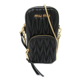 ミュウ ミュウ Miu Miu マテラッセ ポシェット ショルダーバッグ ショルダーバッグ バッグ レザー レディース ブラック系 【中古】