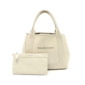 バレンシアガ BALENCIAGA NAVY CABAS S ネイビーカバ トートバッグ バッグ レザー レディース アイボリー系 339933 【中古】