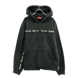 シュプリーム Supreme TEXT STRIPE ZIP UP HOODED SWEATSHIRT パーカー 衣料品 トップス コットン メンズ ブラック系 【中古】
