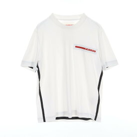 プラダスポーツ リネアロッサ PRADA SPORT LINEA ROSSA Piqu? T-shirt ピケ カットソー 衣料品 トップス ポリエステル メンズ ホワイト系 SJN292 【中古】