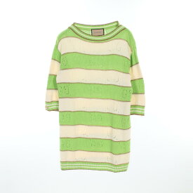 【全品5％OFFクーポン】グッチ GUCCI GGストライプ ニット 衣料品 トップス コットン レディース グリーン系 / アイボリー系 739716 【中古】