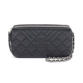 【3万円オフor2点以上で10%OFF】シャネル CHANEL Wジップ ショルダーバッグ バッグ レザー グレインドカーフスキン レディース ブラック系 A84306 【中古】