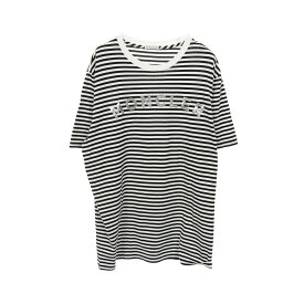 モンクレール MONCLER ロゴ ボーダー カットソー 衣料品 トップス コットン メンズ ホワイト系 / ブラック系 8C7E010 【中古】