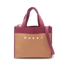 マルニ MARNI ジャカード スモール ショッピングバッグ トートバッグ バッグ ポリエステル レディース ブラウン系 / ボルドー系 SHMP0083A0 【中古】