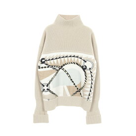 【5%OFFクーポン対象＆まとめ買い10%OFF】エルメス HERMES ツイルレーヌ Figure Artistique ニット 衣料品 トップス ウール カシミヤ シルク シルク レディース ベージュ系 / マルチカラー 【中古】