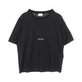 【1千円OFFクーポン対象＆まとめ買い10%OFF】サンローランパリ SAINT LAURENT PARIS ミニロゴ カットソー 衣料品 トップス コットン レディース ブラック系 460876YB2DQ1000S 【新品】