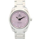 ≪全品10%OFFクーポン対象≫オメガ OMEGA シーマスター アクアテラ 4Pダイヤ 腕時計 時計 ステンレススチール ダイヤモンド レディース ピンク系 ライラック 220.10.28.60.60.001 【新品】