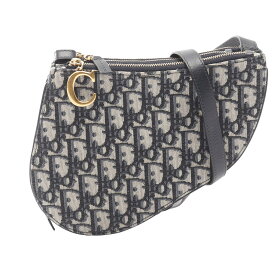 ディオール Dior サドルバッグ オブリーク ショルダーバッグ バッグ キャンバス レザー レディース ベージュ系 / ブラック系 / ネイビー系 【中古】