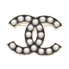 シャネル CHANEL ココマーク ブローチ アクセサリー GP（ゴールドメッキ） フェイクパール レディース ブラック系 / ゴールド系 / ホワイト系 【中古】
