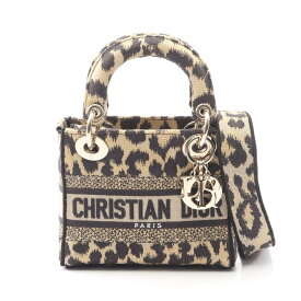【10%OFFクーポン対象】ディオール Dior LADY D-LITE ミニ ハンドバッグ バッグ キャンバス レディース ベージュ系 / ブラック系 【中古】