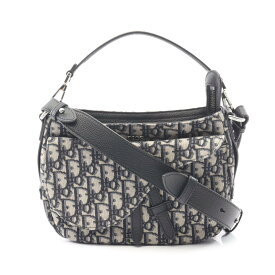 ディオール Dior サドル ミニ ソフトバッグ オブリーク ショルダーバッグ バッグ キャンバス レザー レディース ベージュ系 / ネイビー系 1ADH0024YKY 【中古】