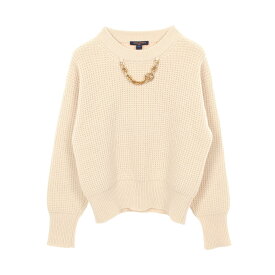 【5%OFFクーポン×ポイント5倍】ルイ・ヴィトン LOUIS VUITTON チェーン付き クルーネック ニット 衣料品 トップス ウール カシミヤ レディース アイボリー系 RW232WB DWF FPKL80 【中古】