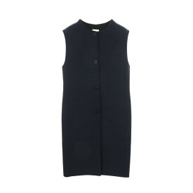 【5%OFFクーポン×ポイント5倍】エルメス HERMES ダブルフェイス ロング ベスト 衣料品 トップス カシミヤ レディース ネイビー系 3H0198DB 【中古】