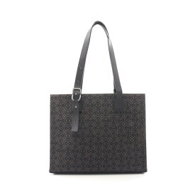 【4,000円OFFクーポン対象】ロエベ LOEWE バックルホリゾンタル アナグラム トートバッグ バッグ キャンバス レザー メンズ ブラック系 【中古】