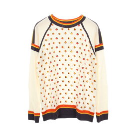 エルメス HERMES ツイルレーヌ JEU DE BILLES スカーフ切替 ニット 衣料品 トップス シルク コットン シルク レディース ホワイト系 / マルチカラー 【中古】