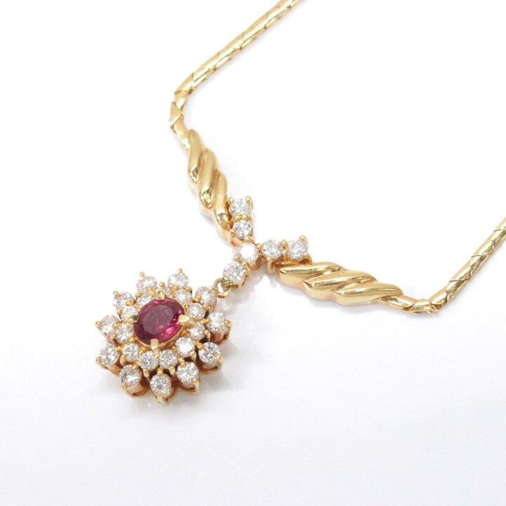楽天市場】【中古】 ジュエリー ルビー ネックレス レディース K18YG 
