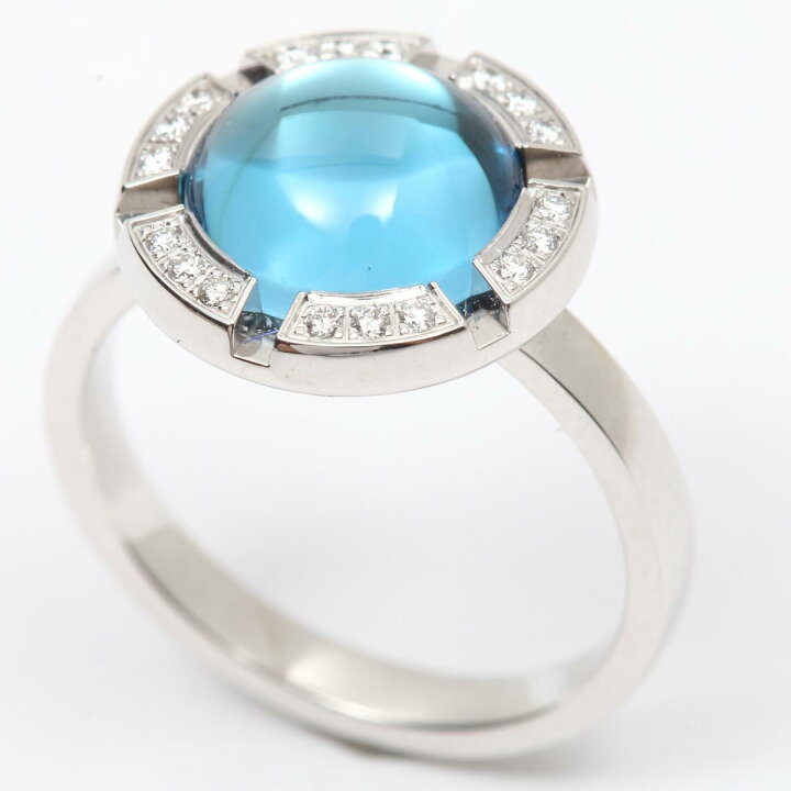 中古】 美品 リング 指輪 K14WG ブルートパーズ21.46ct レディース  