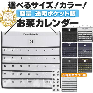 お薬カレンダー 1ヶ月 壁掛け ずっと使える 超軽量 透明ポケット 見やすい 薬 飲み忘れ防止 薬カレンダー ポケット 