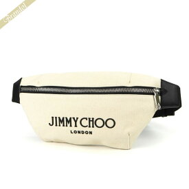 ジミーチュウ JIMMY CHOO レディース・メンズ ボディバッグ キャンバス ウェストバッグ ナチュラル×ブラック FINSLEY CZM 0209 | 2023年秋冬新作 2023AW ブランド