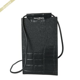 メゾンマルジェラ Maison Margiela メンズ・レディース ショルダーバッグ 型押し レザー スマホショルダー ブラック SA2VZ0001 P5490 T8013 | ブランド