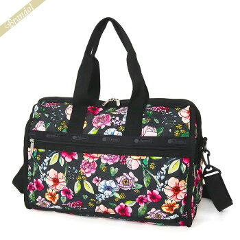 《クーポンで1000円OFF_9日21時迄》レスポートサック LeSportsac レディース ボストンバッグ DELUXE MED WEEKENDER 2way ショルダーバッグ 旅行バッグ 花柄 ブラック系 4318 F655 | コンビニ受取 ブランド