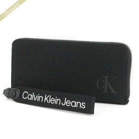 カルバンクライン・ジーンズ Calvin Klein Jeans 財布 メンズ ラウンドファスナー長財布 持ち手付 ブラック K60K611242BDS | コンビニ受取 ブランド
