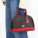 コーチ COACH レディース ショルダーバッグ シグネチャー Sierra サッチェル 2way ミニボストンバッグ ドーム型 ブラウン×レッド F27583 IML72 | コンビニ受取 ブランド