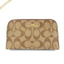 コーチ COACH ポーチ シグネチャー コスメポーチ ベージュ×ライトブラウン F53385 IME74 | コーチアウトレット コンビニ受取 ブランド
