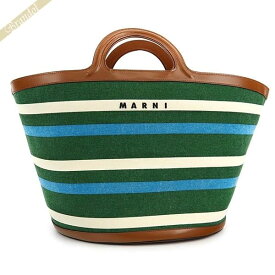 マルニ MARNI トートバッグ レディース ストライプ キャンバス地 バスケットバッグ ラージ グリーン系マルチカラー BMMP0098Q0 P4814 Z2Q00 | ブランド