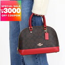 コーチ COACH ショルダーバッグ レディース シグネチャー Sierra サッチェル 2way ミニボストンバッグ ドーム型 ブラウン×レッド F27583 IML72 | コンビニ受取 ブランド【最大3000円クーポン7/7 23:59迄】