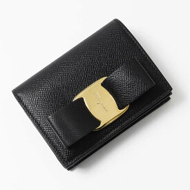 《最大2500円クーポン_28日23:59迄》フェラガモ 二つ折財布 Ferragamo レディース ヴァラリボン レザー ブラック 22 D515 0725300 | ブランド