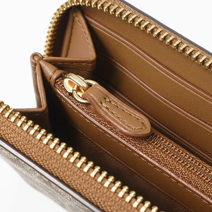 COACH コーチ 長財布 ラウンドファスナー ロゴ型押し ベージュ