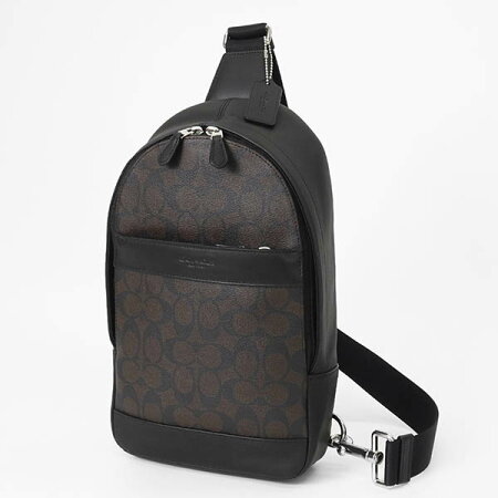 《8%OFFクーポン配布中_6日 10:59迄》コーチ ボディバッグ COACH メンズ シグネチャー メッセンジャー ［ブラック/ブラウン］ F54787 | ブランド