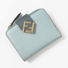 《ポイント5倍_27日9:59迄》フェンディ 二つ折り財布 L字ファスナー FENDI ブルーグレー×ライトブルー 8M0490 ALV4 F1NPW レディース | ブランド