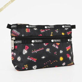 レスポートサック ポーチ LeSportsac COSMETIC CLUTCH ネオン風 キュート柄 ブラック系 レディース 7105 E481 | ブランド