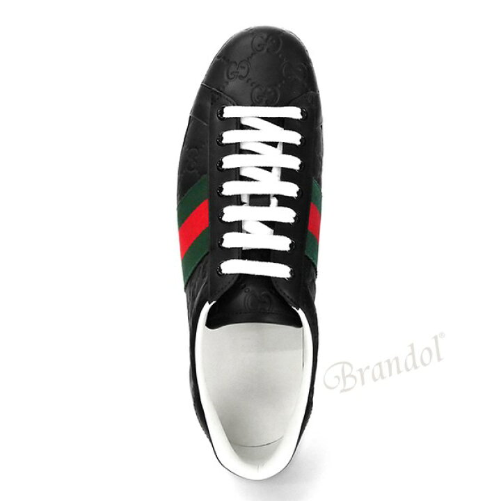 楽天市場 最大1100円クーポン 22日23 59迄 グッチ スニーカー Gucci メンズ Ace エース グッチ Gucci シグネチャー レザースニーカー ブラック Cwcg0 1070 ブランド Azurebrandol