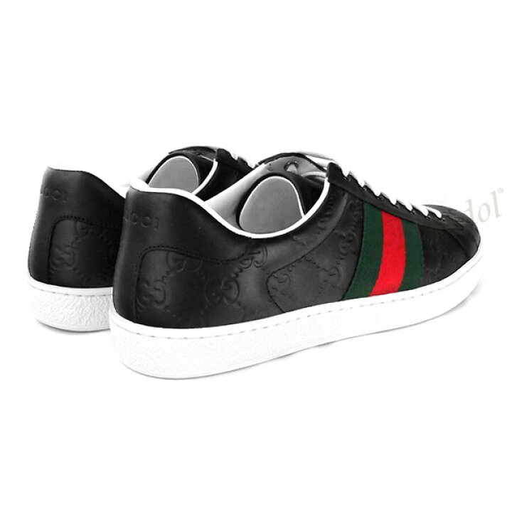 楽天市場 最大1100円クーポン 22日23 59迄 グッチ スニーカー Gucci メンズ Ace エース グッチ Gucci シグネチャー レザースニーカー ブラック Cwcg0 1070 ブランド Azurebrandol