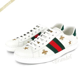 《最大2000円クーポン配布中_3日23:59迄》グッチ スニーカー GUCCI メンズ Ace エース エンブロイダリー ビー スニーカー ホワイト×グリーン×レッド 386750 A38F0 9073 | ブランド