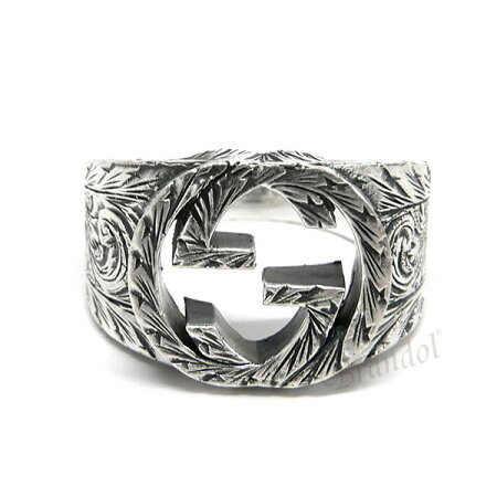 《P3倍&最大4000円クーポン_6/27 1:59迄》グッチ リング GUCCI メンズ 指輪 インターロッキングG 彫銀風 シルバーリング シルバー 455302 J8400 0811 | ブランド