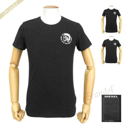 《最大4000円クーポン配布中_14日11:59迄》ディーゼル Tシャツ DIESEL メンズ 3枚組 半袖 クルーネック ブレイブマン ロゴ 無地 ブラック [ S / M / L ] 00SJ5L 0TANL 01 BLACK 同色3枚セット | ブランド