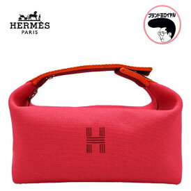 【中古】HERMES エルメス ブリッド ア ブラックPM ポーチ ハンドバック ハイビスカス Hibiscus　ピンク キャンバス 未使用品