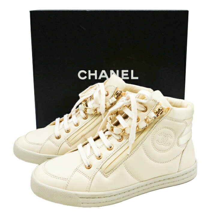 楽天市場】【中古】CHANEL シャネル スニーカー ハイカット チェーン 
